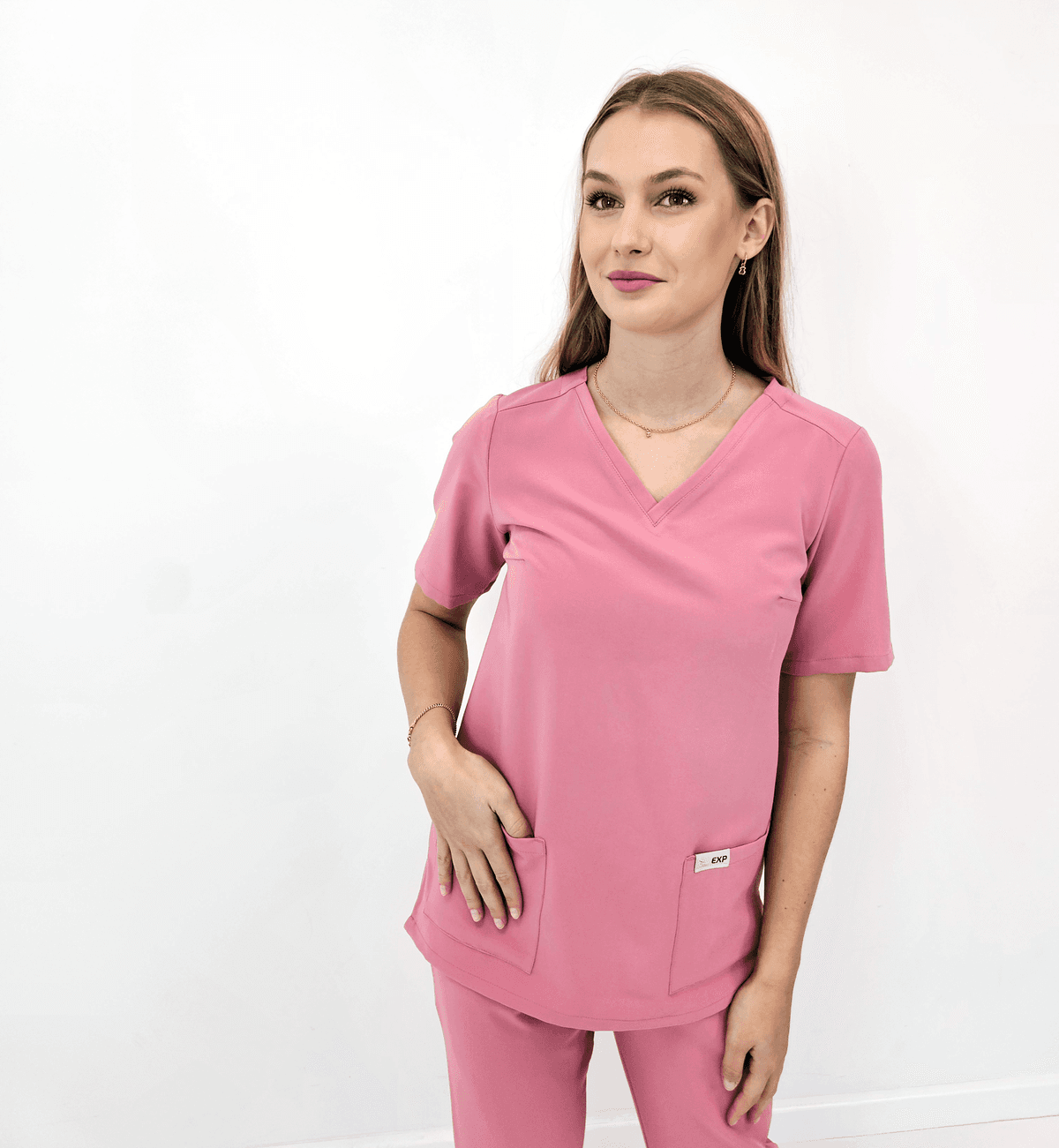 Bluzka Medyczna Scrub VELVET PINK – bluzki medyczne damskie